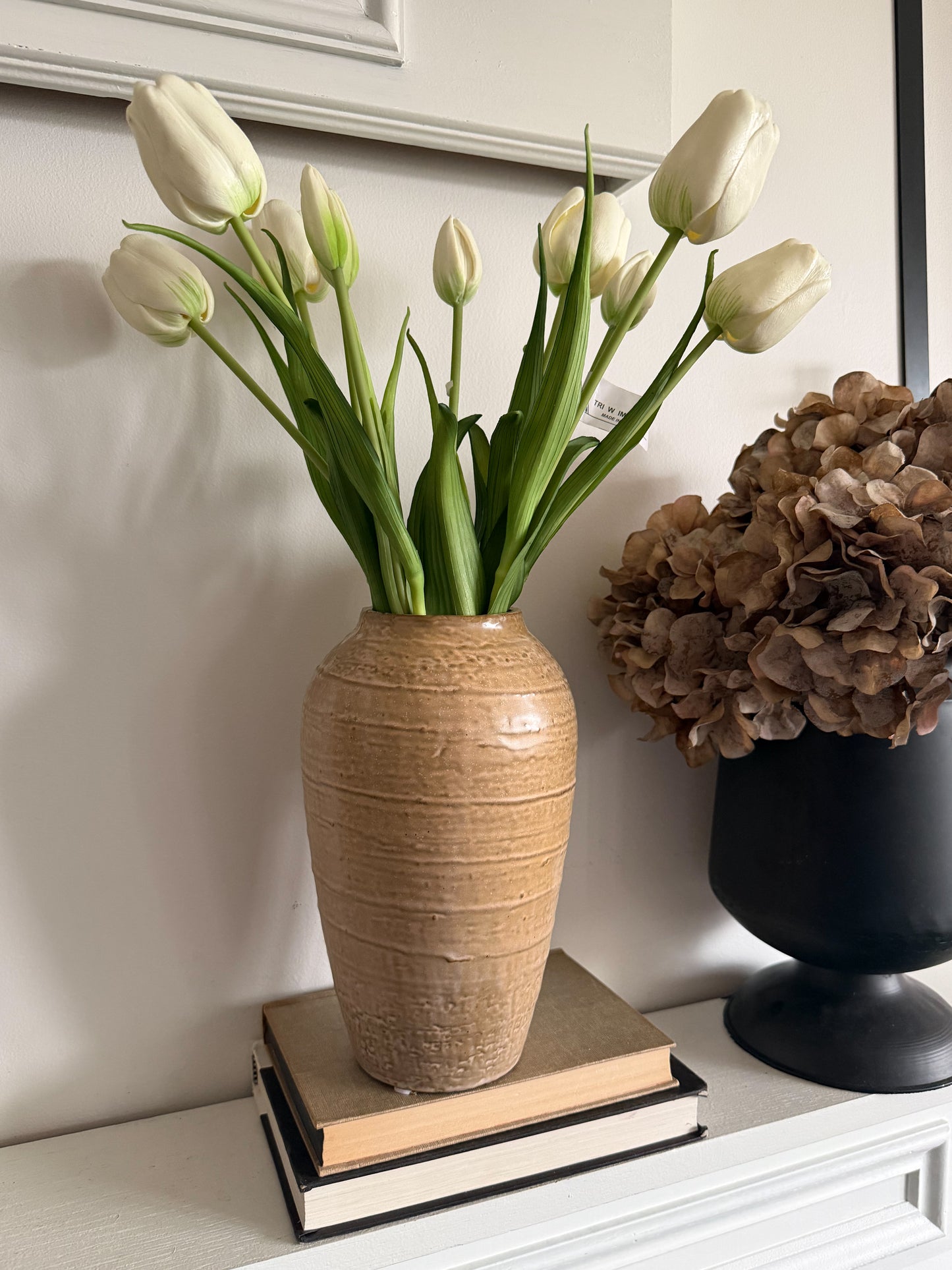 Tall Milky Beige Ceramic Vase