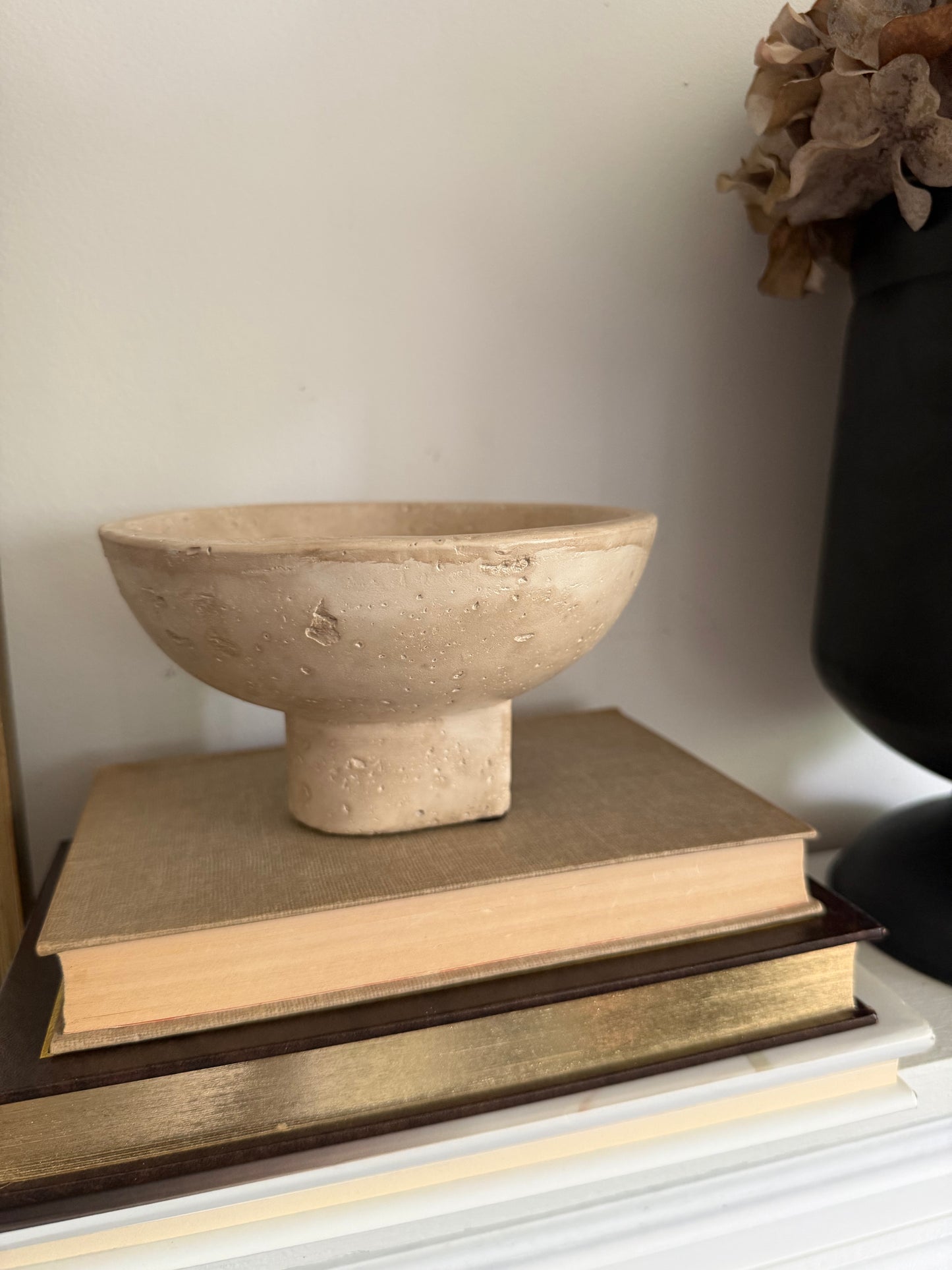 Faux Travertine Pedestal Bowl