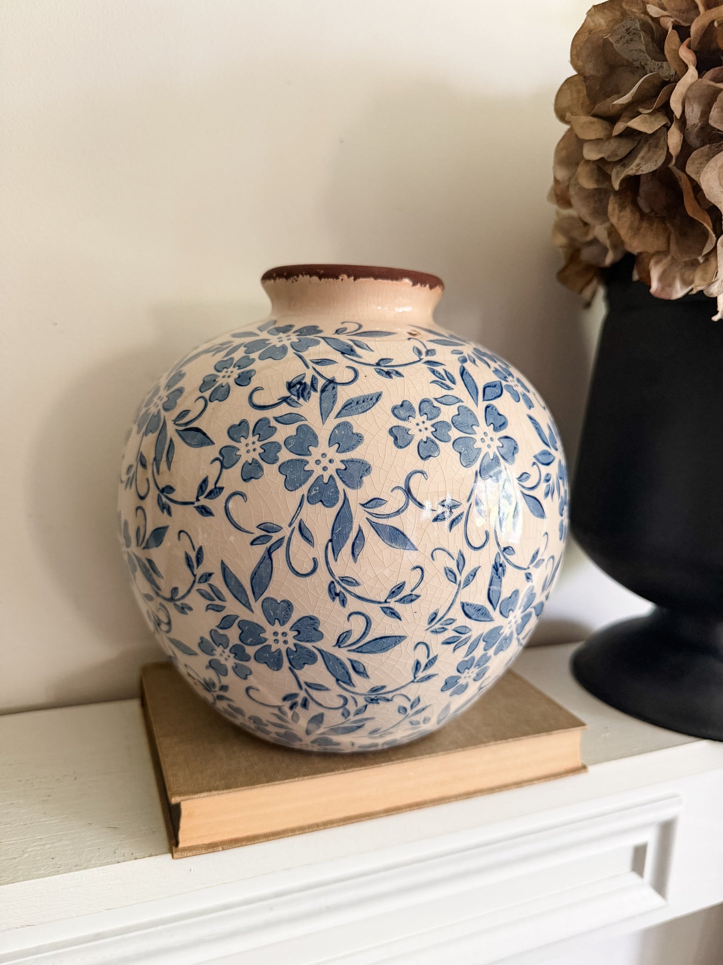 Floral Pattern Terracotta Vase