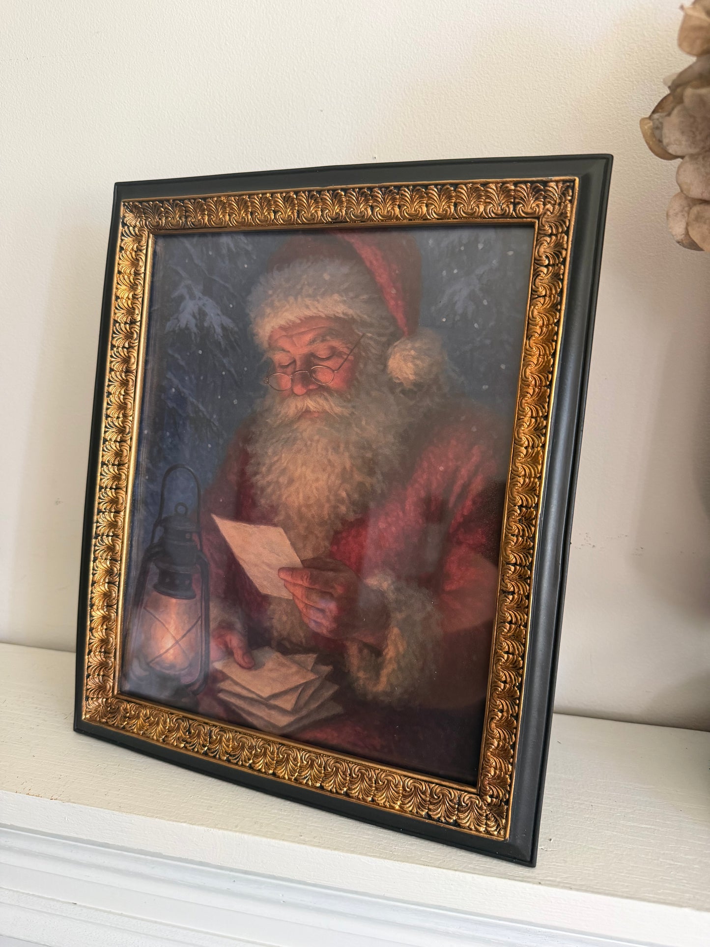 Santa Reading Letters Framed Art- 8 x 10