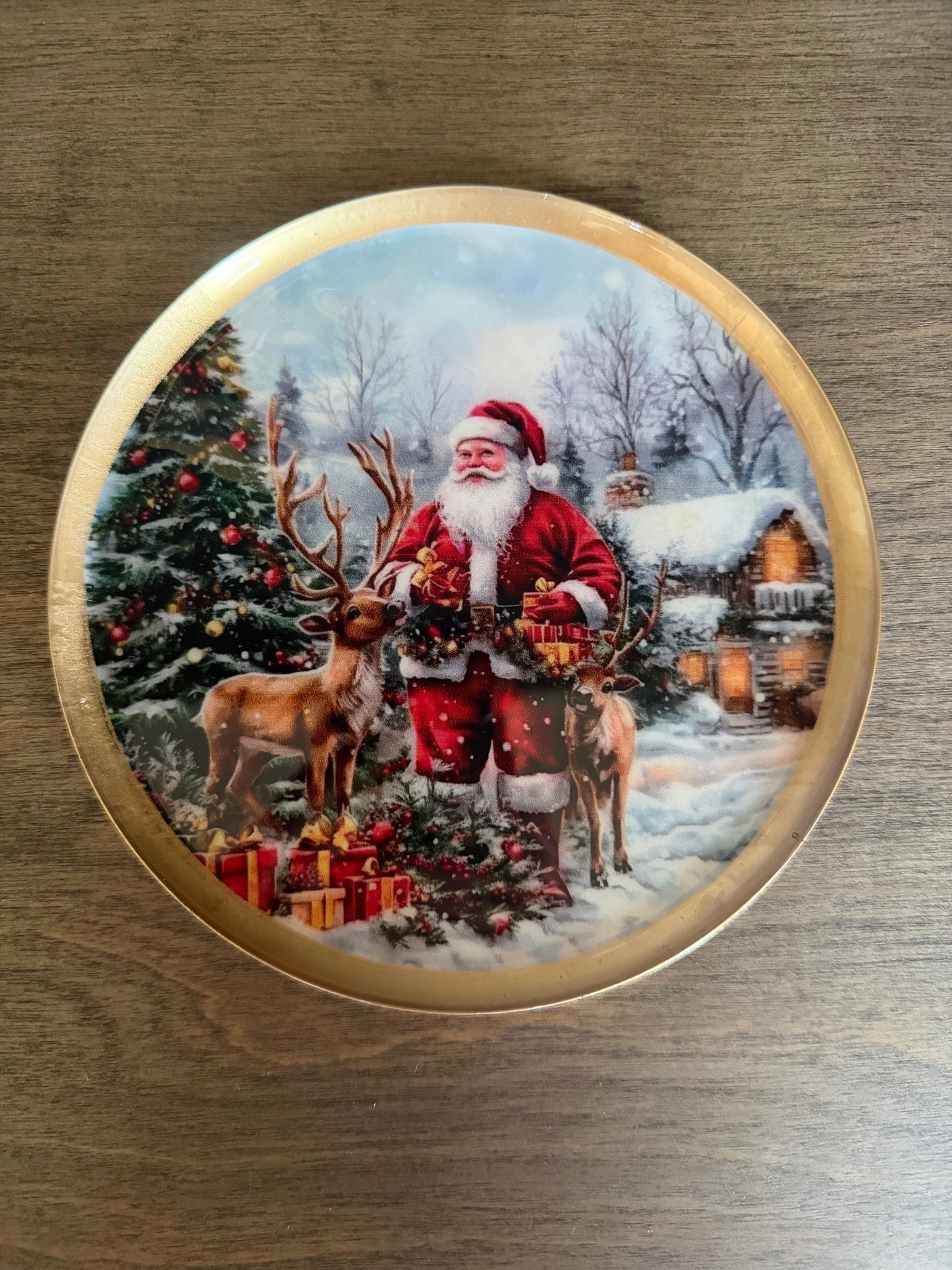 Metal Santa Scene Plate