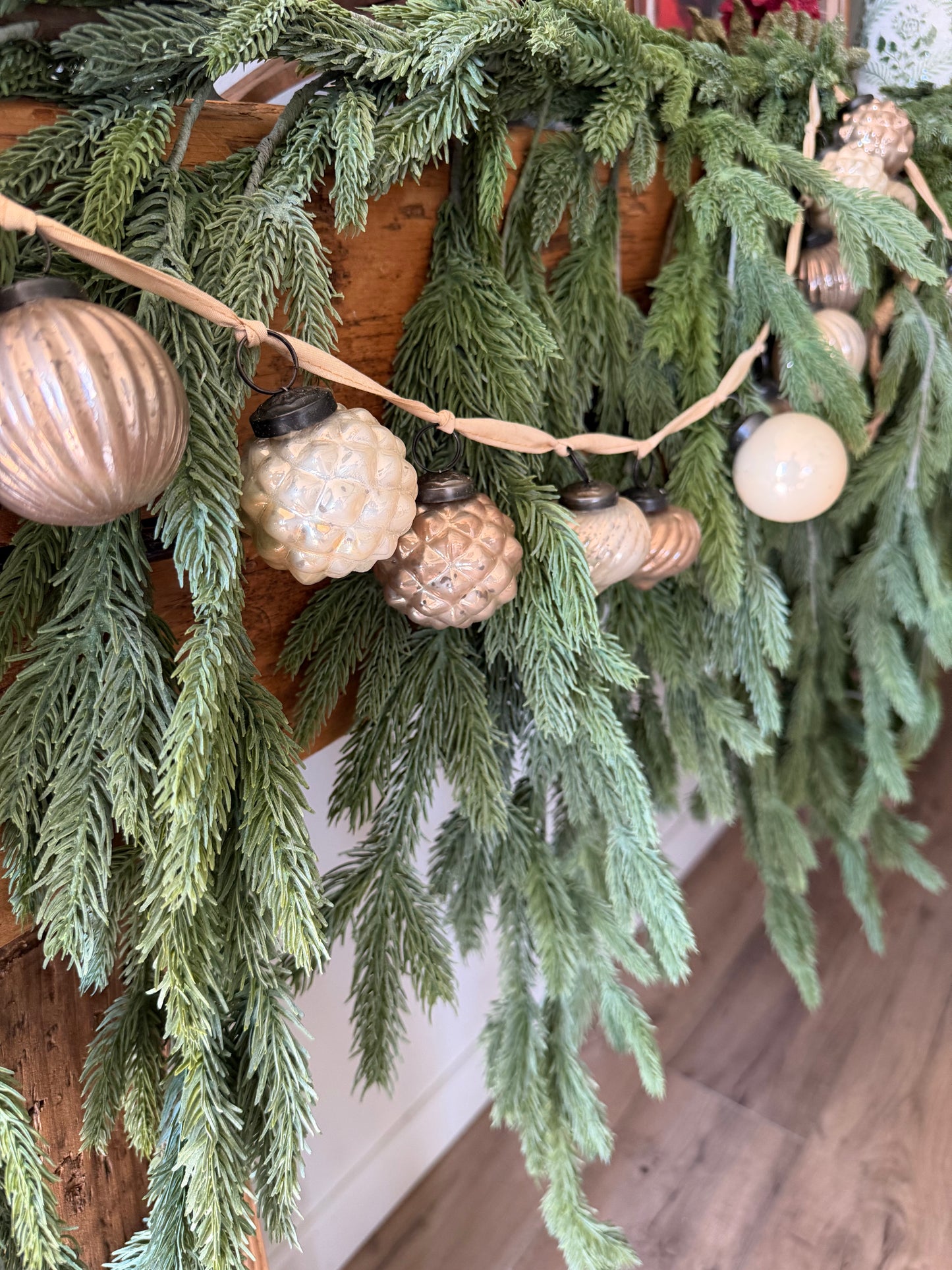 Neutral Vintage Mercury Ball Garland- 72"