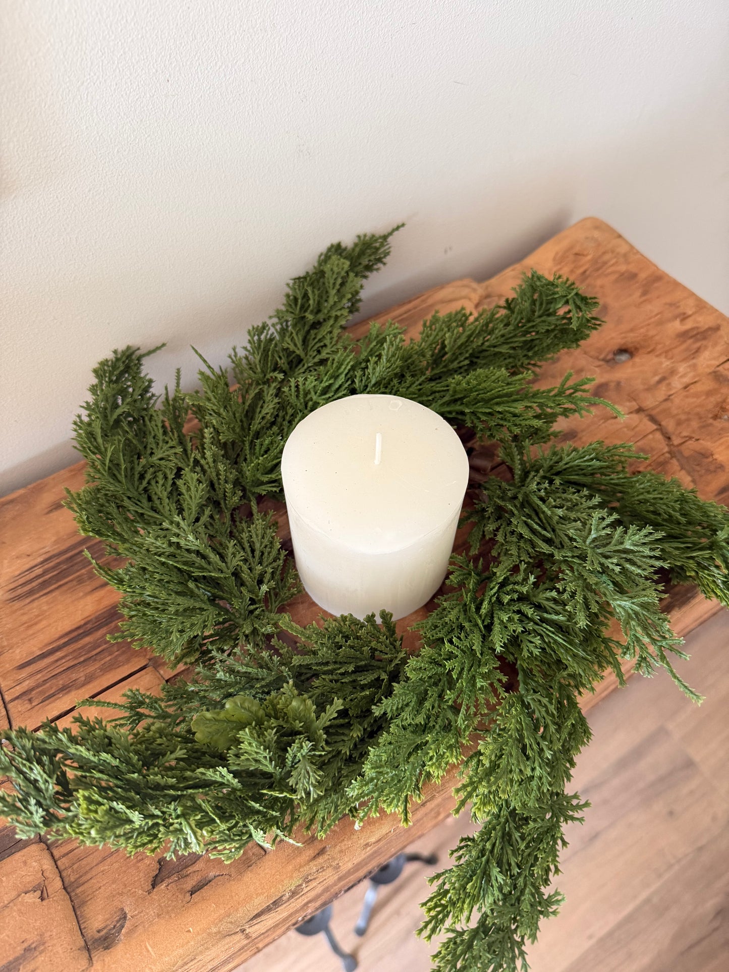 Real Touch Cedar Candle Ring- 12"