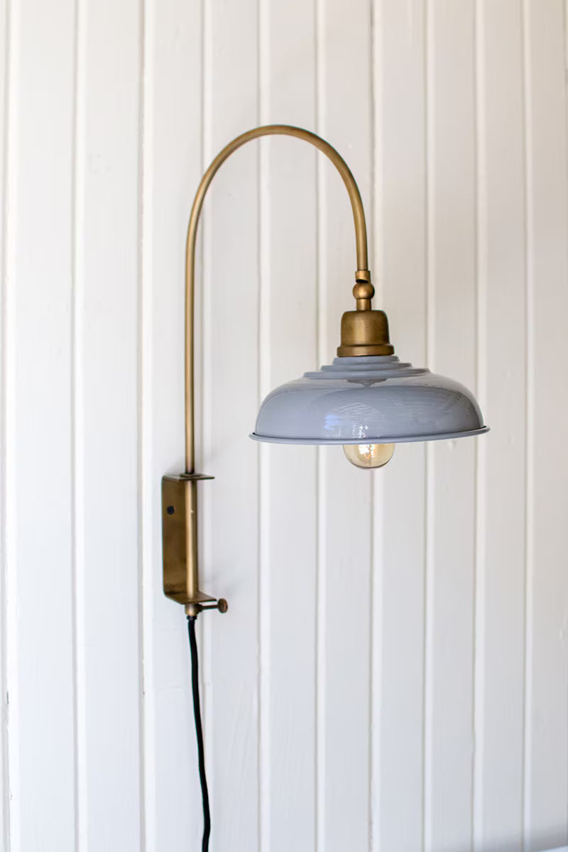 Grey/Blue Enamel Shade Wall Sconce