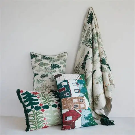 Holiday House Embroidered Lumbar