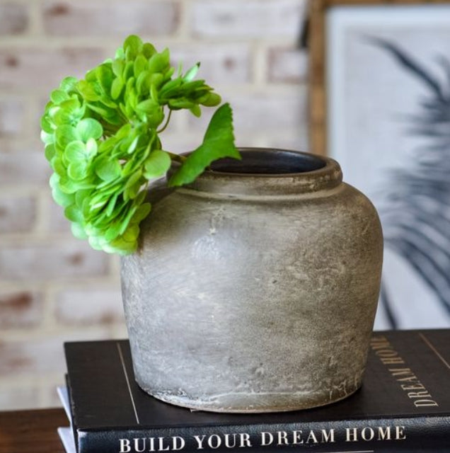 Antique Charcoal Squat Vase