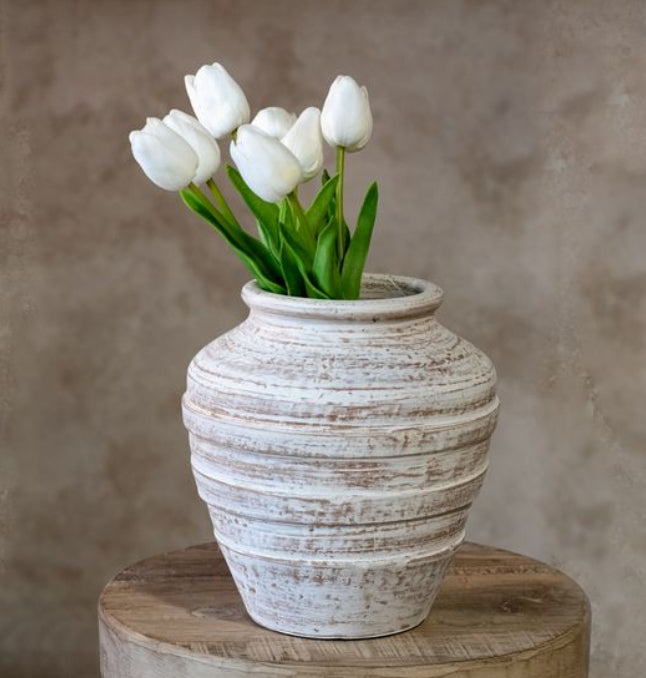 Whitney White Wash Terracotta Vase