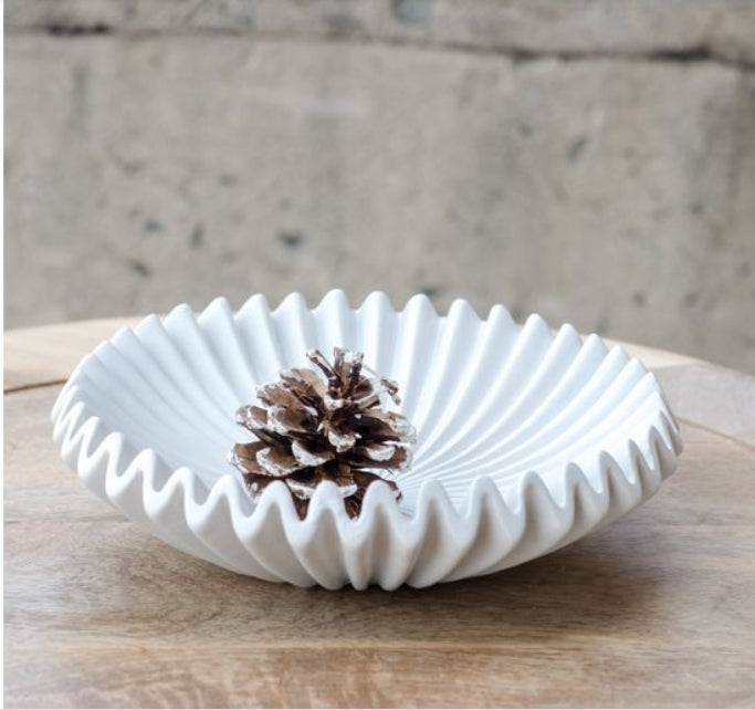Matte White Ruffle Bowl