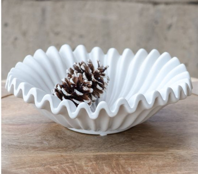 Matte White Ruffle Wave Bowl