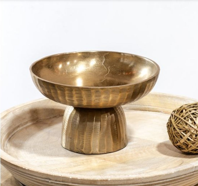 Hammered Brass Aluminum Compote Bowl