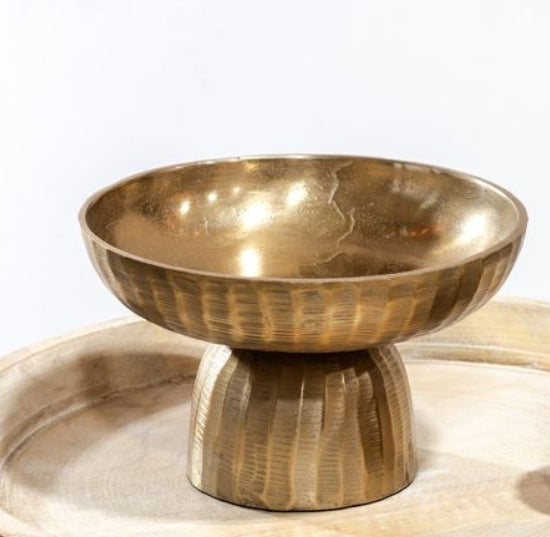 Hammered Brass Aluminum Compote Bowl