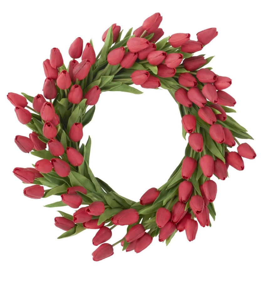 Red Real Touch Tulip Wreath