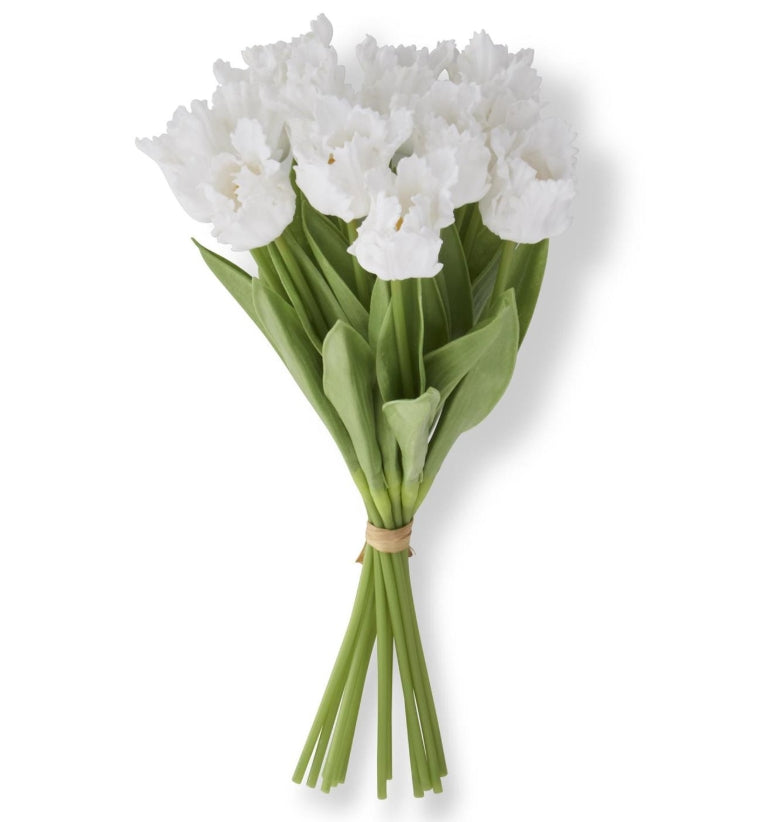 White Real Touch Parrot Tulip Dozen