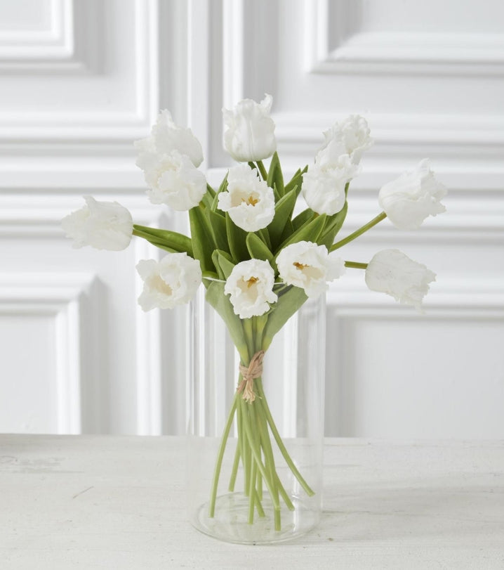 White Real Touch Parrot Tulip Dozen