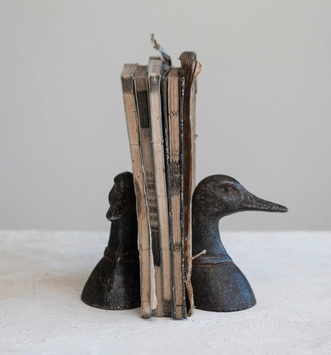 Cast Iron Duck Head Bookend Set