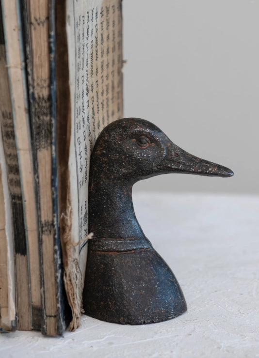 Cast Iron Duck Head Bookend Set