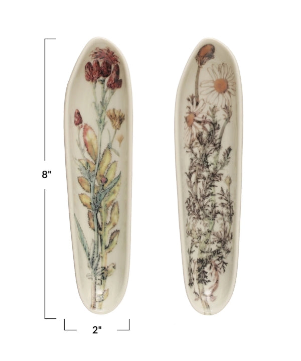 Floral Organic Stoneware Small Dish Assorted