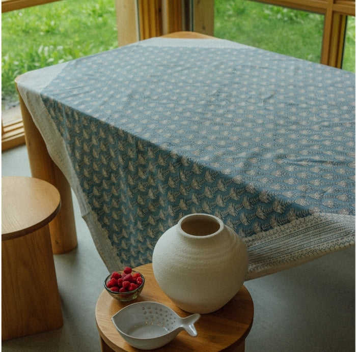 Bluebell Block Print Table Cloth