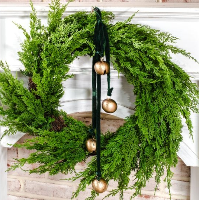 Green Velvet Bell Hanger