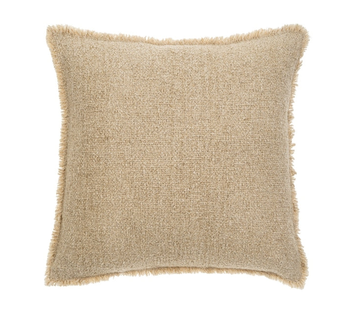 Fringed Light Sand Boucle Pillow