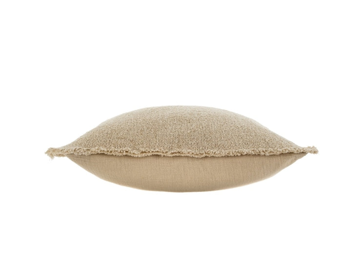 Fringed Light Sand Boucle Pillow