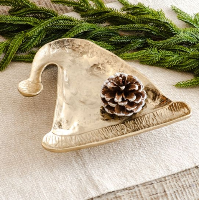 Small Gold Santa Cap Tray