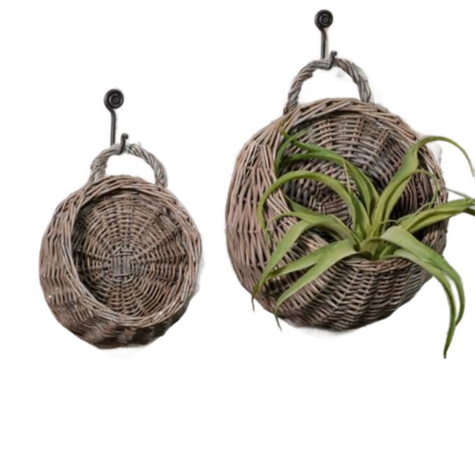Round Willow Pocket Basket Set of 2