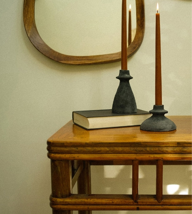 Black Arta Terracotta Candle Holders