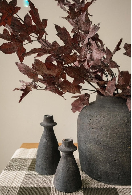 Black Arta Terracotta Candle Holders