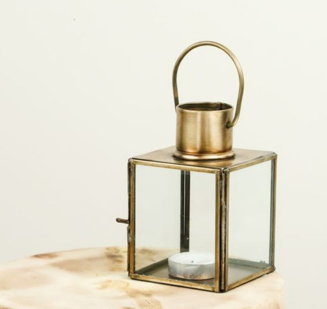 Mini Square Brass Lantern