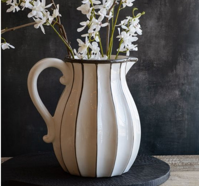 Vintage Inspired Striped Pitcher
