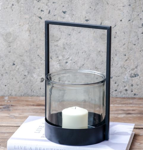 Modern Black Metal Candle Hurricane