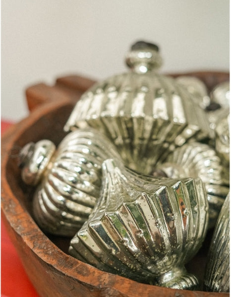 Giant Silver Glass Teardrop Ornament (S)