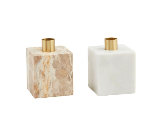 Marble & Gold Taper Candle Holders Assorted