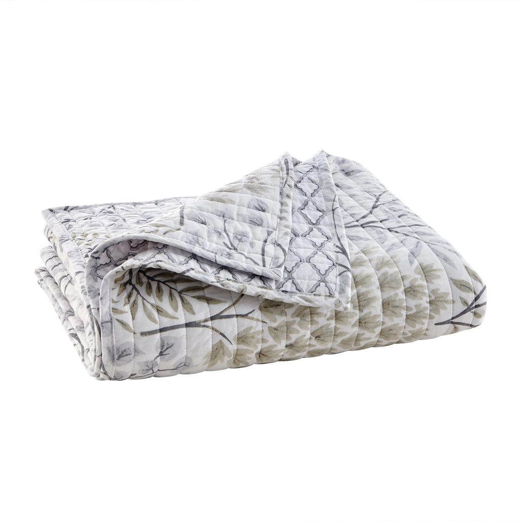 Beige & Grey English Forest Quilted Throw Blanket