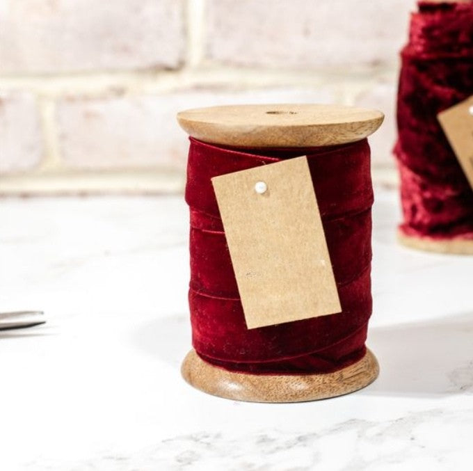 Dark Red Velvet Ribbon Spool