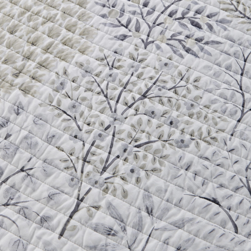 Beige & Grey English Forest Quilted Throw Blanket