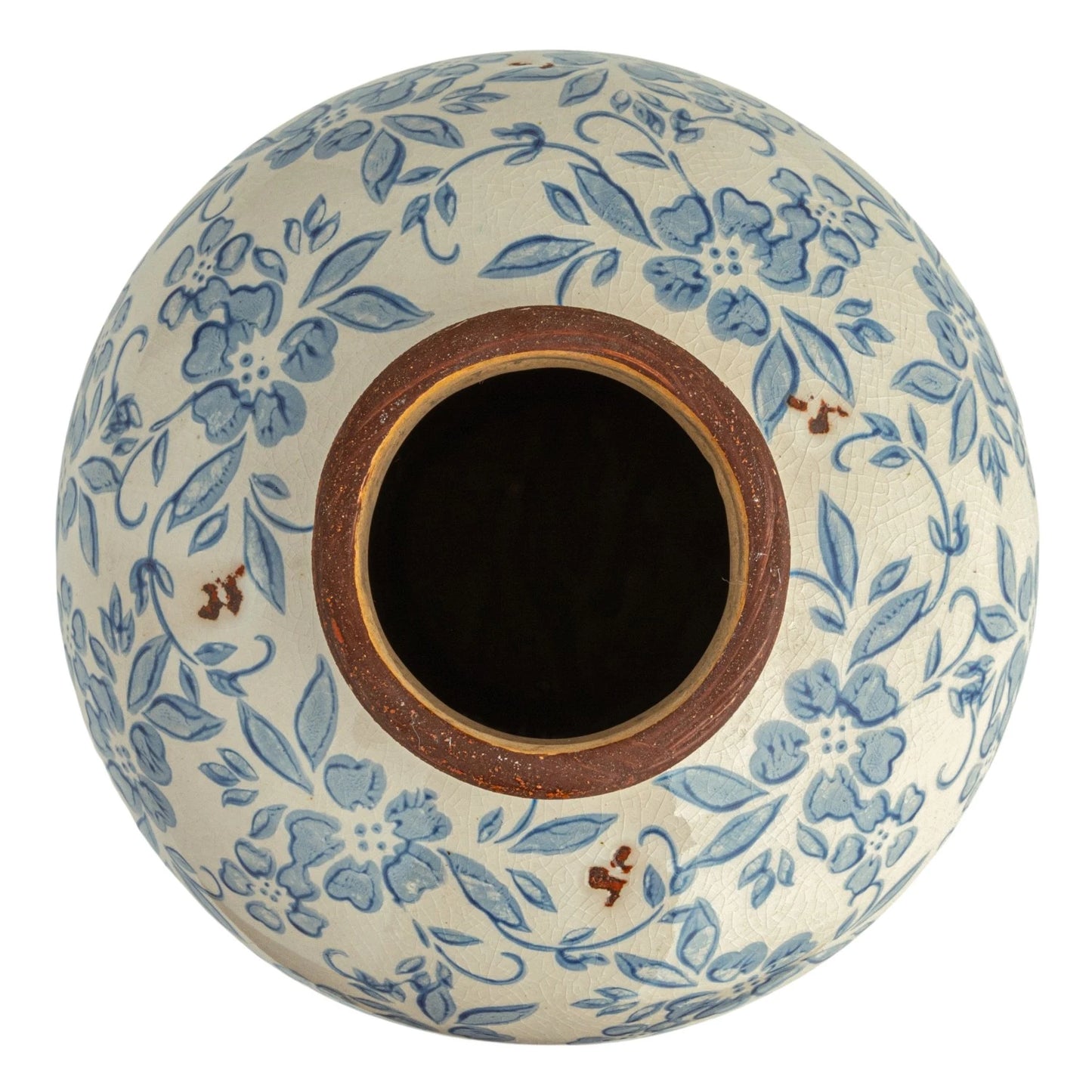 Blue Floral Terracotta Vase