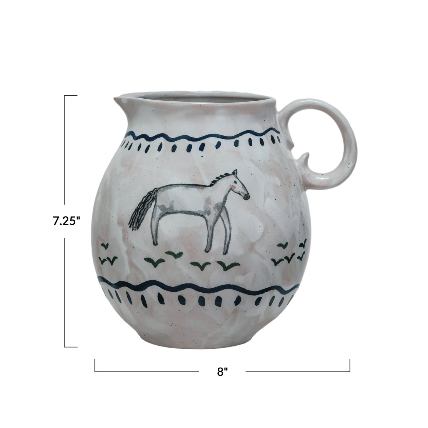 Hand Painted Horse Pitcher