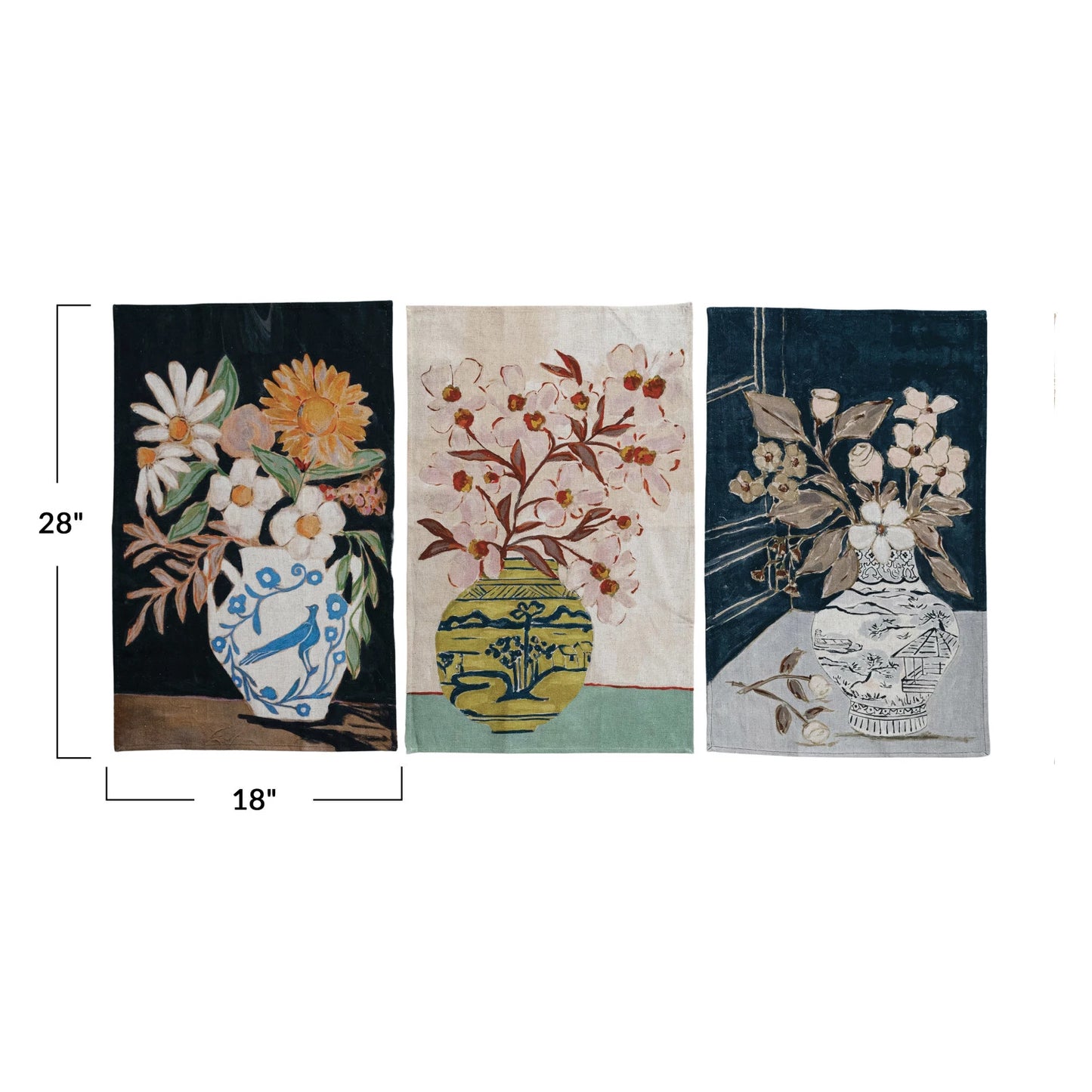 Cotton & Linen Printed Floral Tea Towels