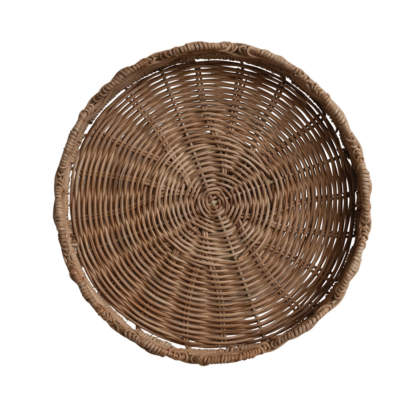 Scalloped Rattan Pedestal