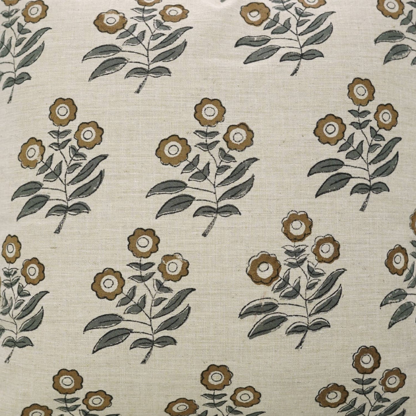 Neha Block Printed Linen Blend Cushion Cover - 18X18
