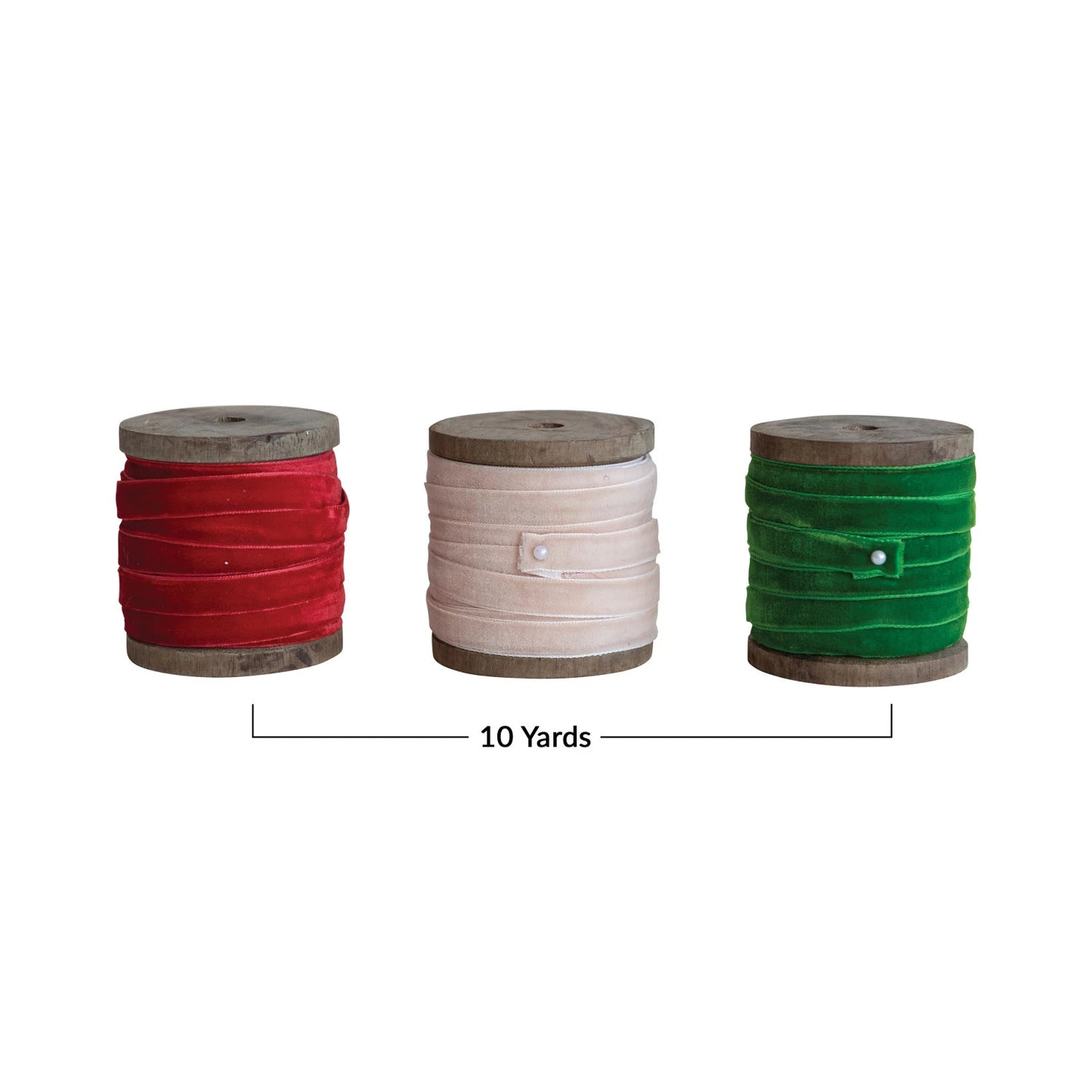 Velvet 10 Yard Wood Ribbon Spools