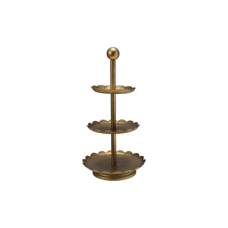 Mini Scallop Antique Gold Tier Tray