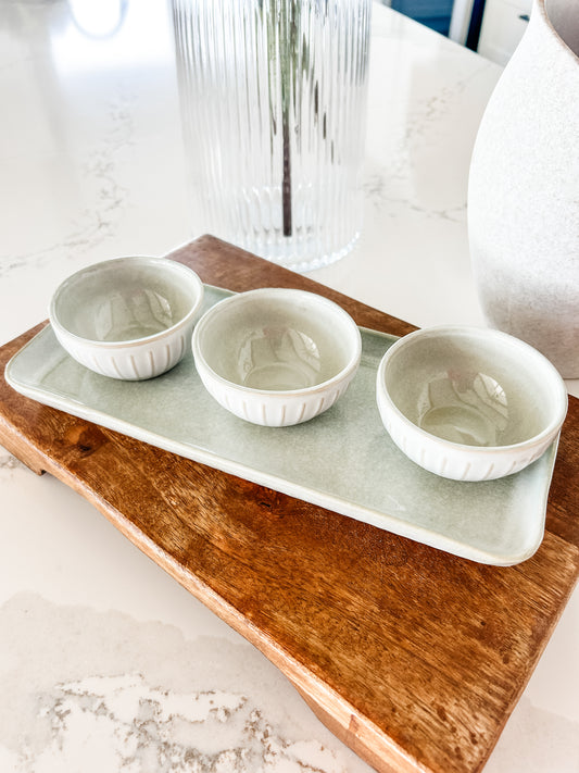 Triple Bowl and Tray Set