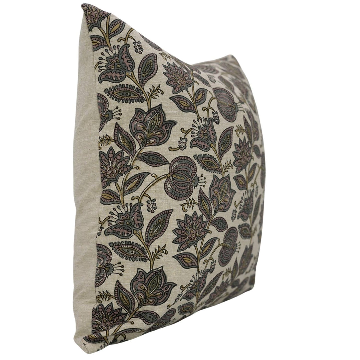Bernadette Natural Printed Linen Blend Cushion Cover - 18X18