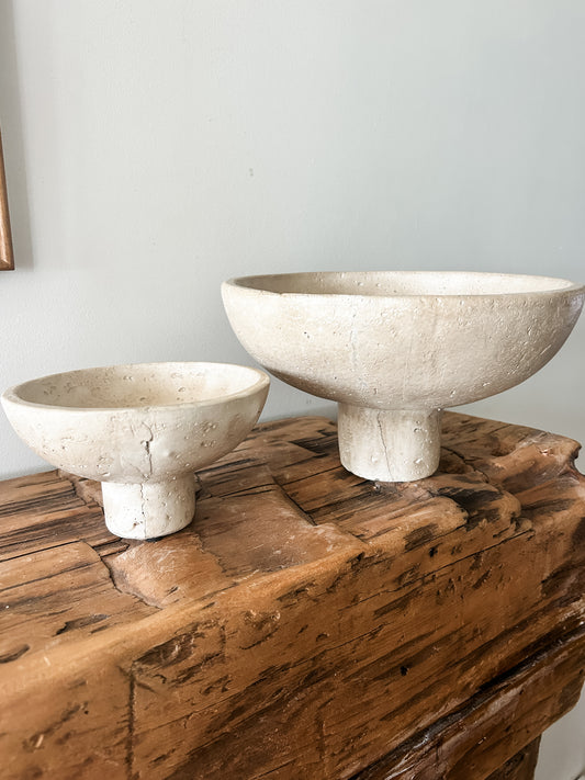 Travertine Look Cement Bowls Assorted