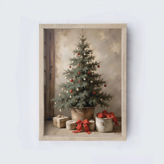 Vintage Christmas Tree Framed Print