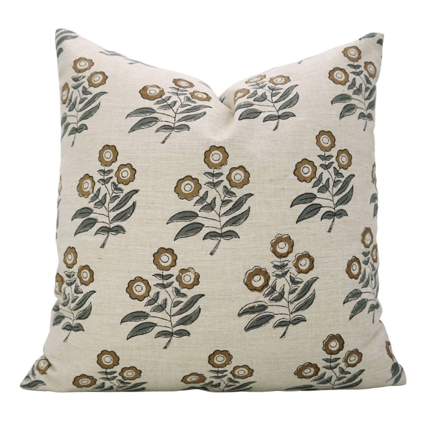 Neha Block Printed Linen Blend Cushion Cover - 18X18