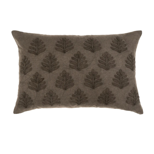 Charcoal Embroidered Orchard Lumbar Pillow